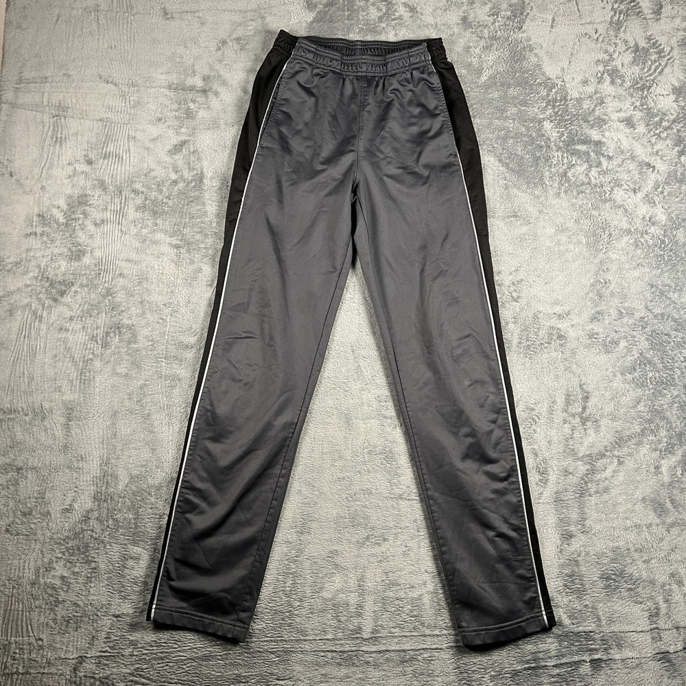And1 Track Pants Youth 2XL Gray Striped Straight Leg Elastic Waist Athleisure